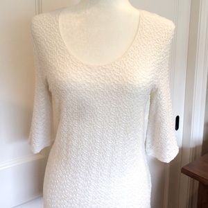 MAKE OFFER! VINTAGE 90’s Armani Collection Cream Blouse w/ Stretch & 3/4 Sleeve